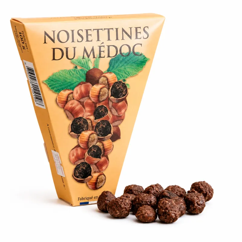 L'étui de Noisettines 100g | Nos gourmandises à la noisette Les Noisettines du Médoc